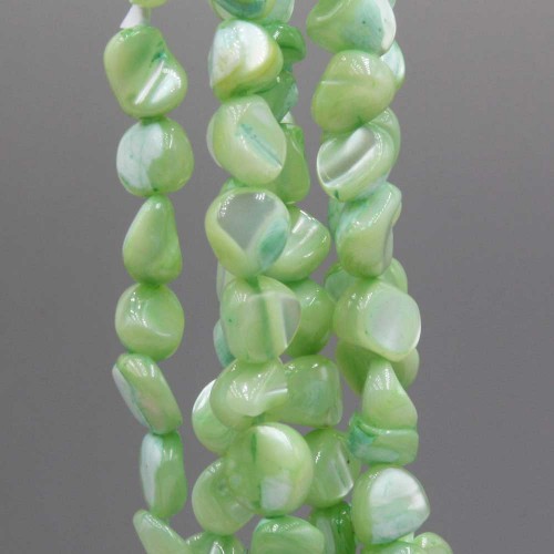 Perline Conchiglia | Conchiglie naturali pepite 6/8 mm verdi filo 40 cm - chigver15