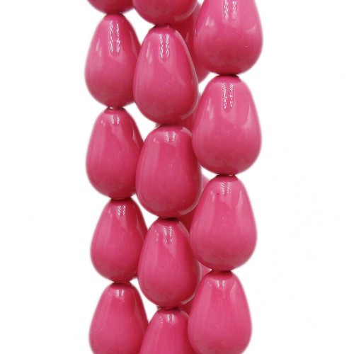 Perline Conchiglia | Gocce conchiglia smaltata rosa 9.5x6 mm lisce grado A+ pacco 10 pz - royy728