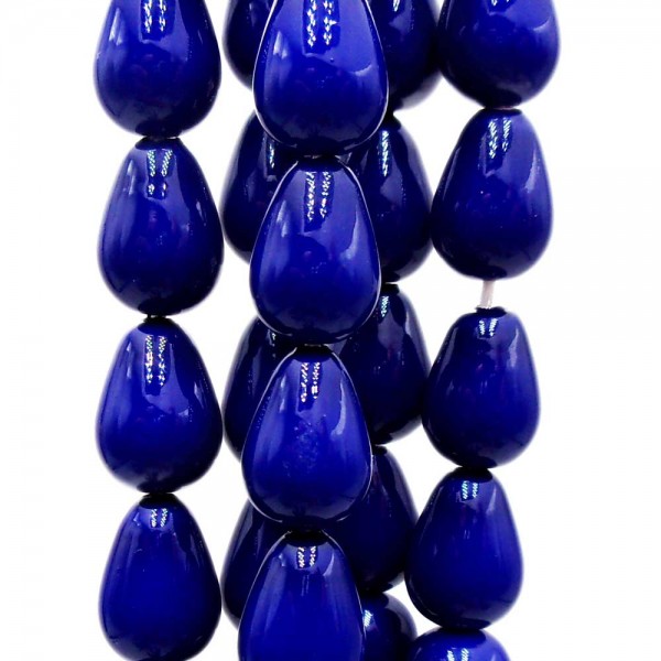 Perline Conchiglia | Gocce conchiglia smaltata blu 9.5x6 mm lisce grado A+ pacco 10 pz - blu778931