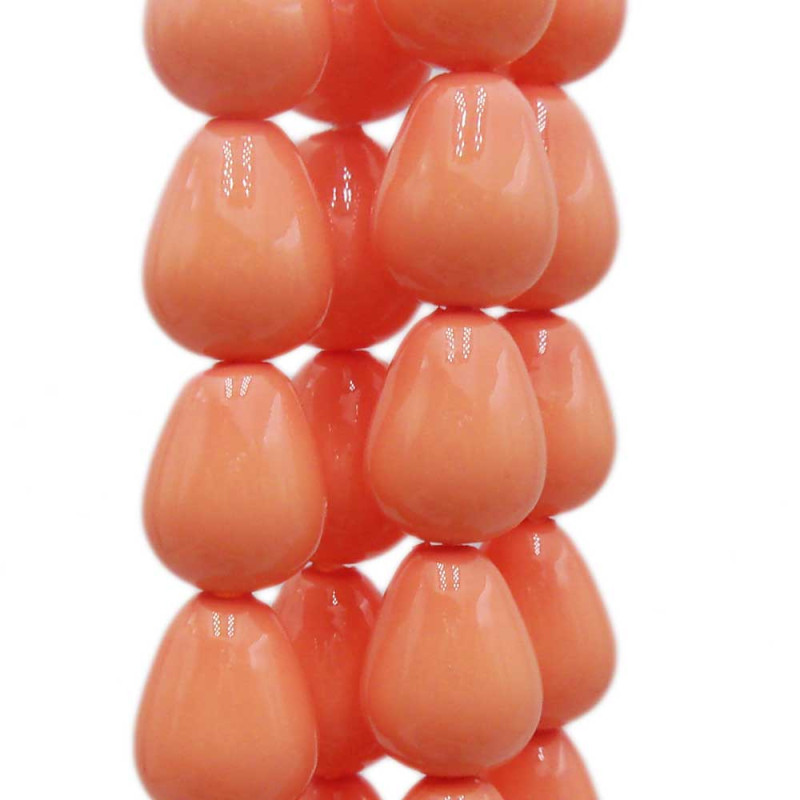 Gocce conchiglia smaltata corallo 9.5x6 mm lisce grado A+ pacco 10 pz (cora99200) - pietreeminuterie.com