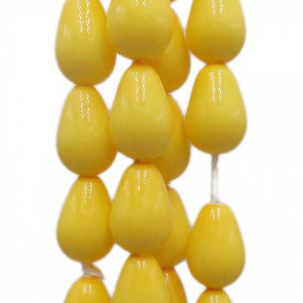 Perline Conchiglia | Gocce conchiglia smaltata gialle 9.5x6 mm lisce grado A+ pacco 10 pz - concd44