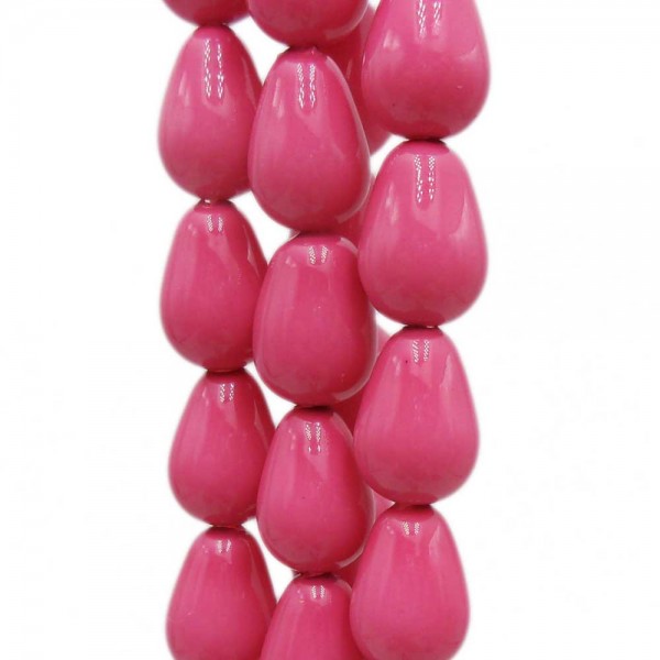 Perline Conchiglia | Gocce conchiglia smaltata rosa 9.5x6 mm lisce grado A+ pacco 10 pz - royy728