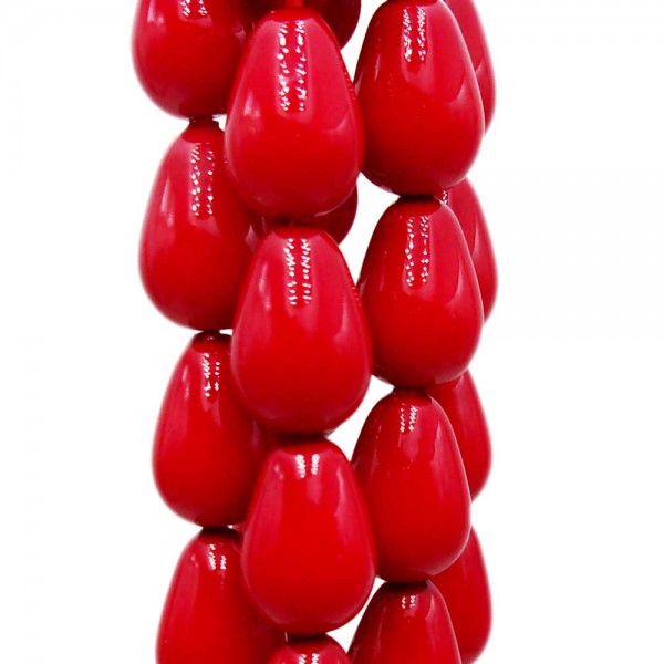 Perline Conchiglia | Gocce conchiglia smaltata rosse 9.5x6 mm lisce grado A+ pacco 10 pz - red6388a