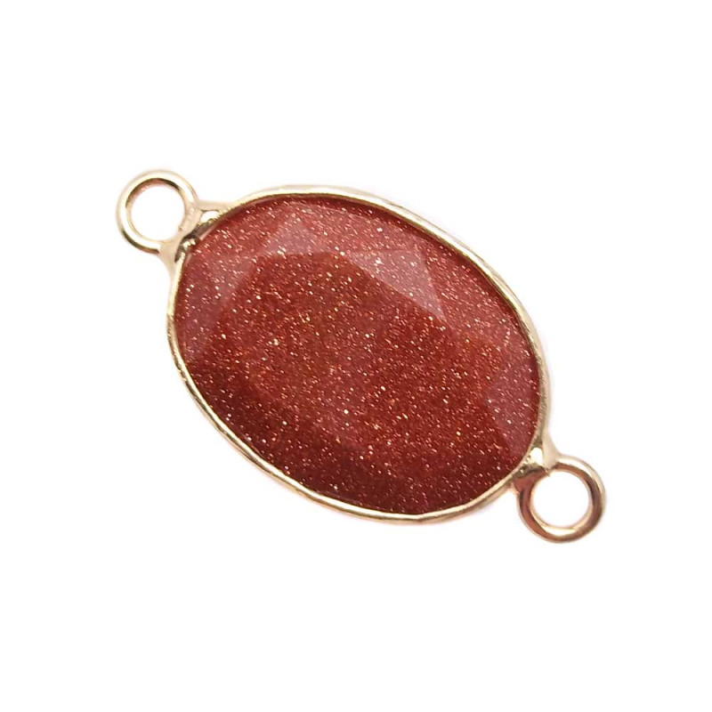 Connettore ovale oro in pietra del sole 20x16 mm 1 pz (lu001) - pietreeminuterie.com