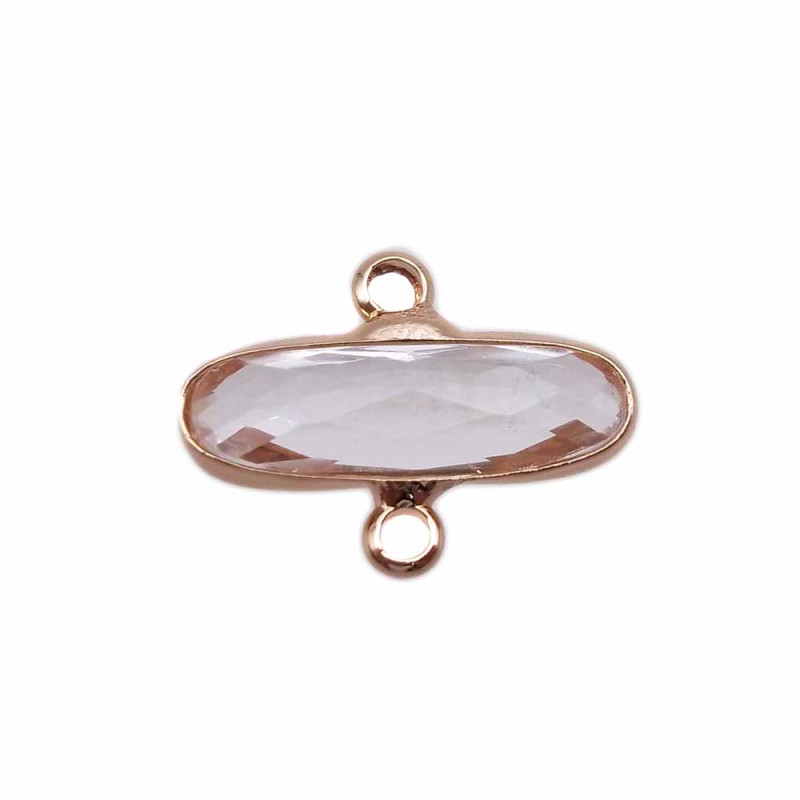 Connettori oro ovali cristalli trasparenti 16x6 mm pacco 1 pezzo (crcov1) - pietreeminuterie.com