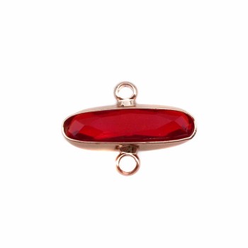 Connettori oro ovali cristalli rossi 16x6 mm pacco 1 pezzo