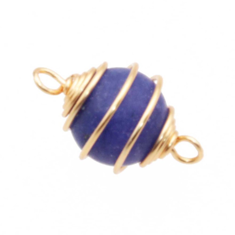 Connettore agata blu opaca finitura oro 19.5 mm conf. 1 pz (net-op922) - pietreeminuterie.com