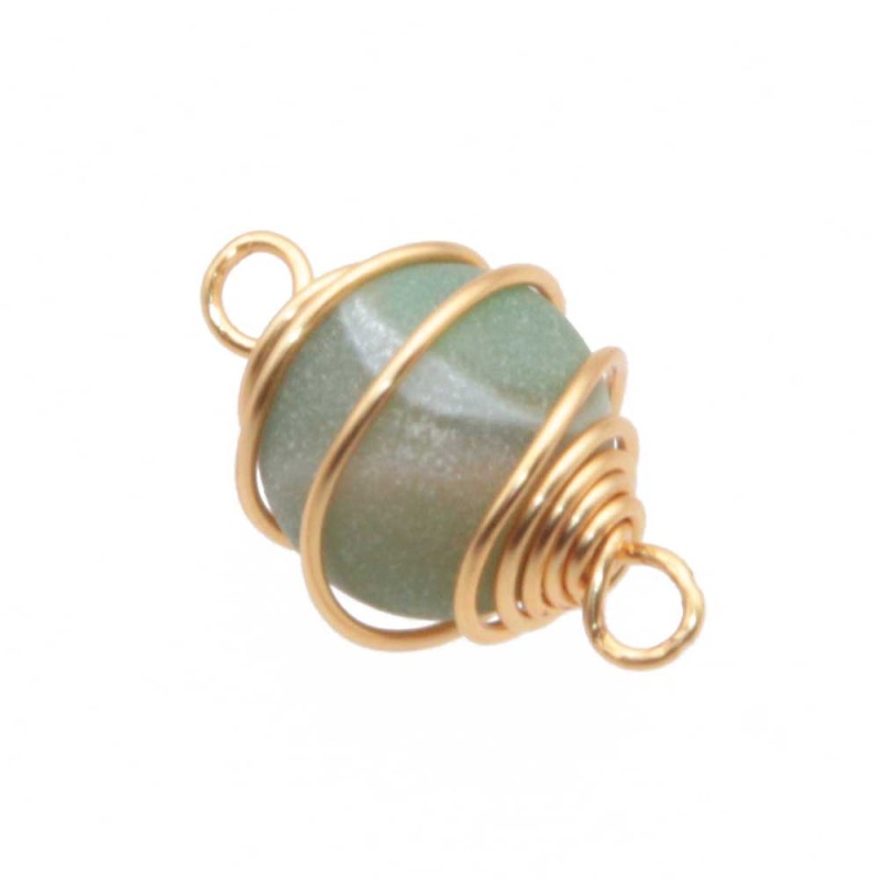 Connettore agata verde opaca finitura oro 19.5 mm conf. 1 pz (vi-po04) - pietreeminuterie.com