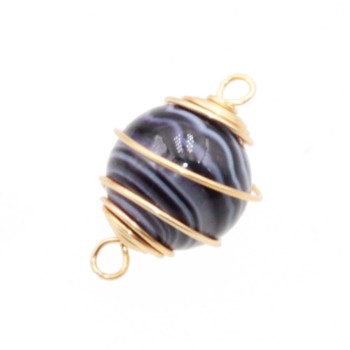 Connettore agata striata finitura oro 22 mm conf. 1 pz Connettore agata striata finitura oro 22 mm conf. 1 pz