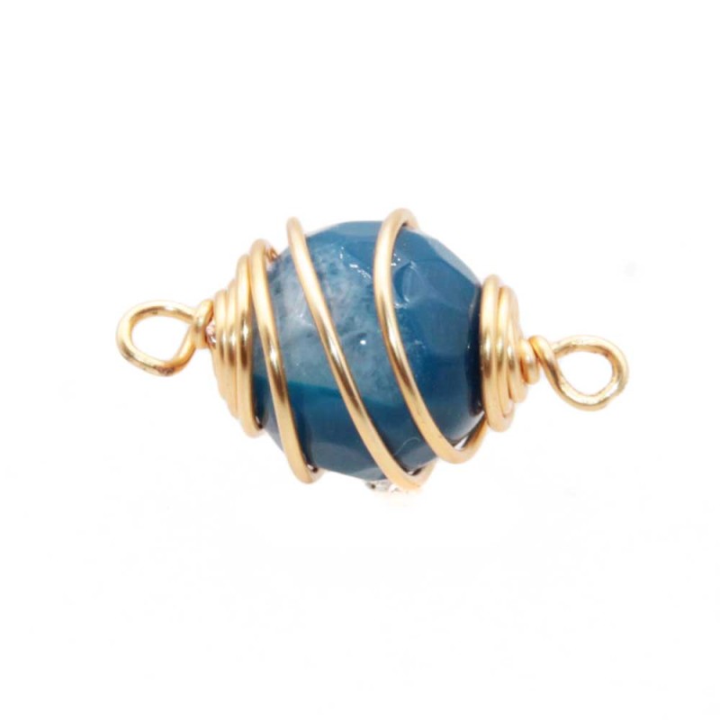 Connettore con agata blu finitura oro 20 mm conf. 1 pz (conn-p014) - pietreeminuterie.com
