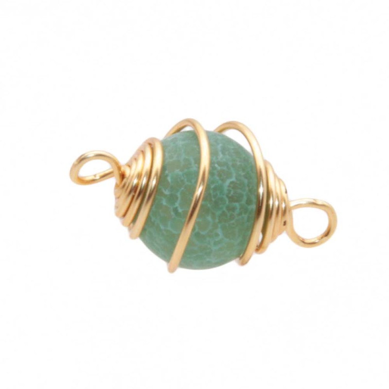 Connettore con agata di fuoco verde finitura oro 20 mm conf. 1 pz (conn-p018) - pietreeminuterie.com