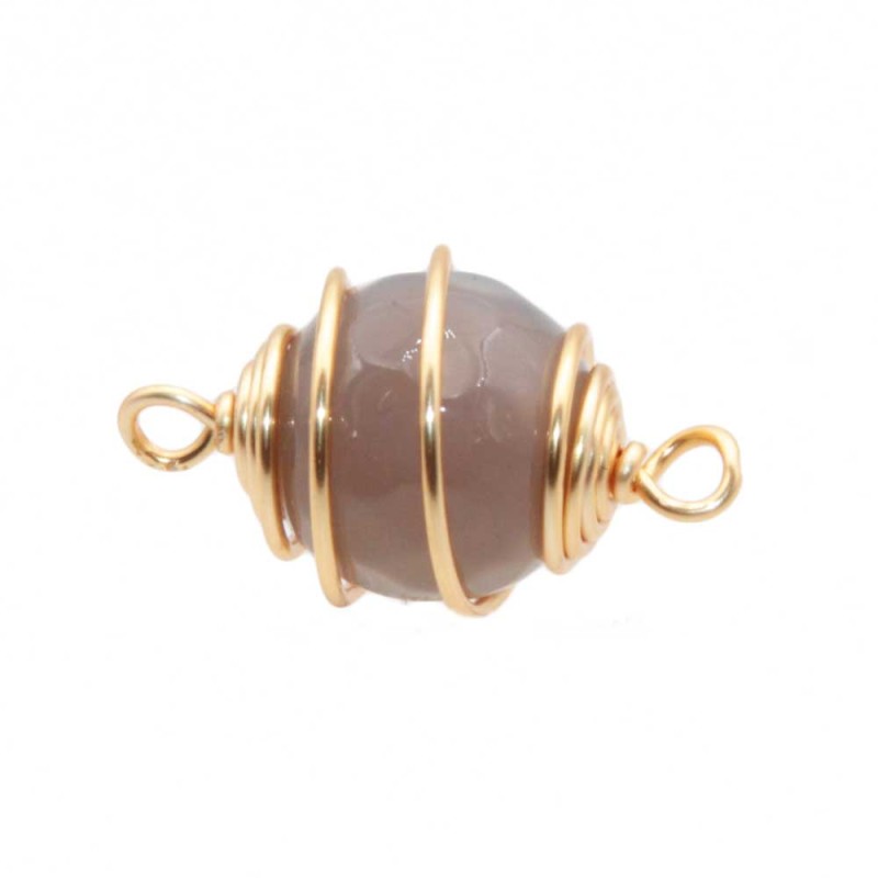 Connettore con agata grigia finitura oro 20 mm conf. 1 pz (conn-p016) - pietreeminuterie.com