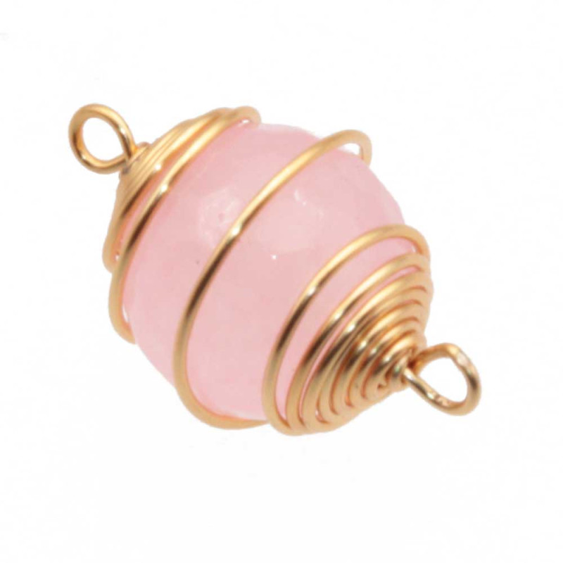 Connettore quarzo rosa finitura oro 23.5 mm conf. 1 pz (fuo-q124) - pietreeminuterie.com