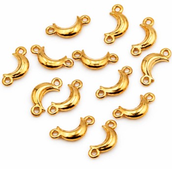 Connettori in acciaio luna 10 mm oro conf. 6 pz