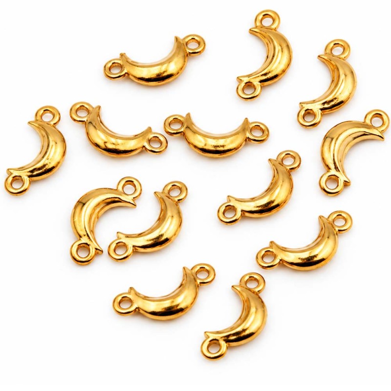 Connettori in acciaio luna 10 mm oro conf. 6 pz Connettori in acciaio luna 10 mm oro conf. 6 pz