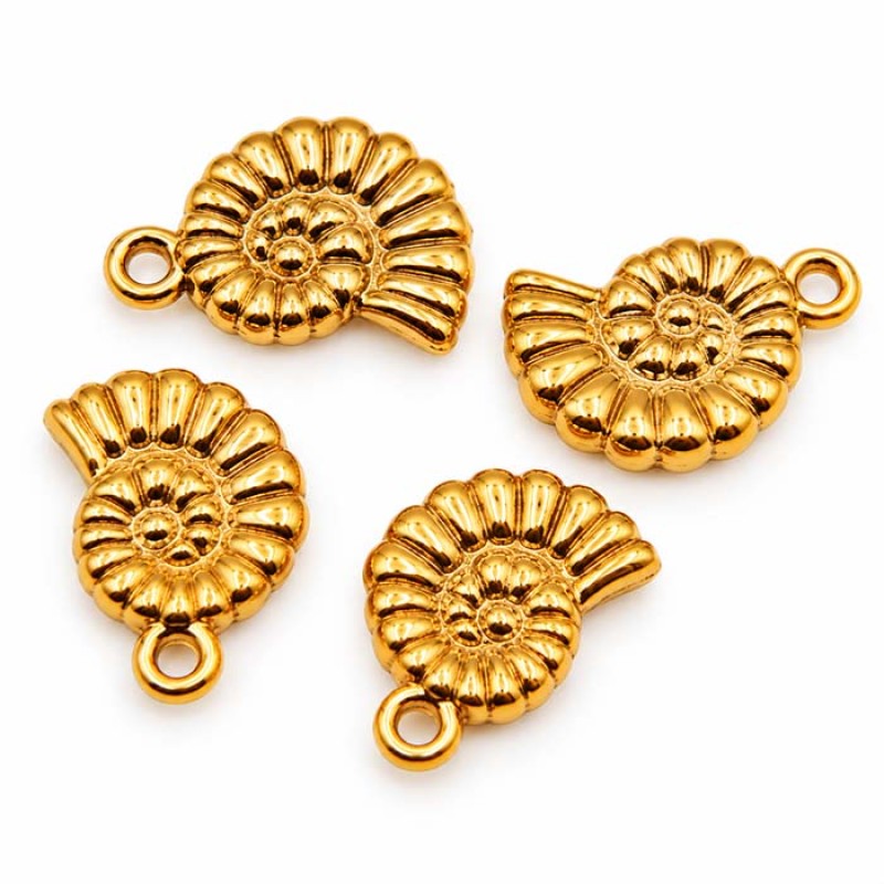 Charms in acciaio conchiglia 10 mm oro conf. 6 pz