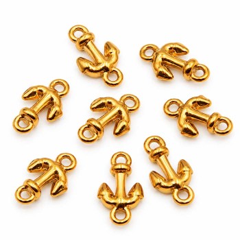 Connettori in acciaio ancora 10 mm oro conf. 6 pz