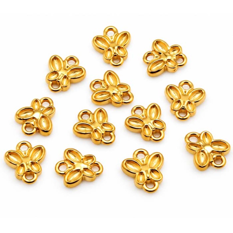 Connettori in acciaio farfalla 7 mm oro conf. 6 pz Connettori in acciaio farfalla 7 mm oro conf. 6 pz