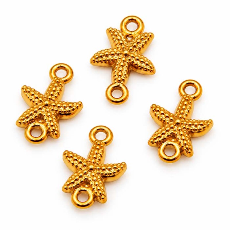 Connettori in acciaio stella marina 10 mm oro conf. 6 pz Connettori in acciaio stella marina 10 mm oro conf. 6 pz