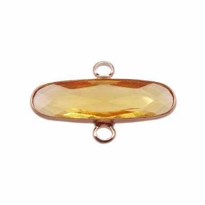 Connettore ovale in ottone cristallo oro scocca oro 22x7.4 mm 1 pezzo