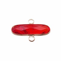 Connettore ovale in ottone cristallo rosso scocca oro 22x7.4 mm 1 pezzo