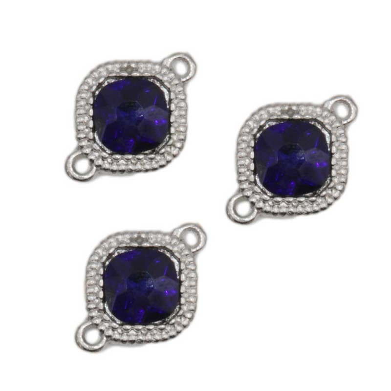 Connettore 17 mm argento cristallo blu pacco 10 pz (con511) - pietreeminuterie.com