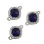 Connettore 17 mm argento cristallo blu pacco 10 pz