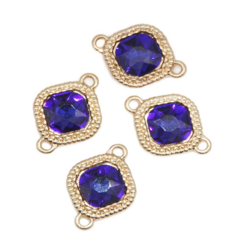 Connettore 17 mm oro cristallo blu pacco 10 pz (con509) - pietreeminuterie.com