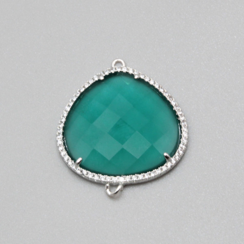 Connettore Goccia cristallo verde e cristalli 33x28 mm con.1 pz (con33x28) - pietreeminuterie.com