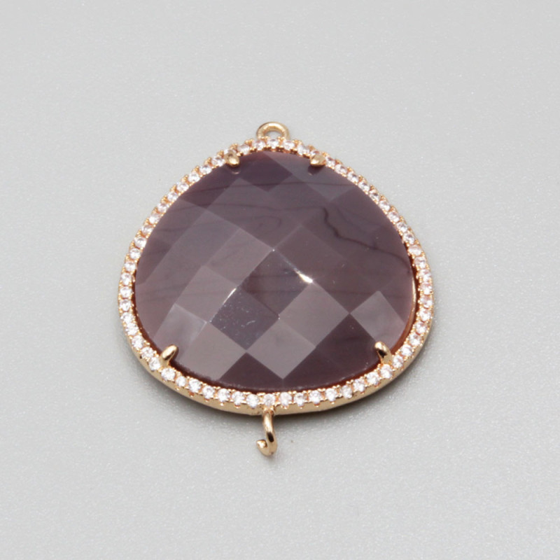 Connettore Goccia cristallo viola e cristalli 33x28 mm con.1 pz (con33x34) - pietreeminuterie.com