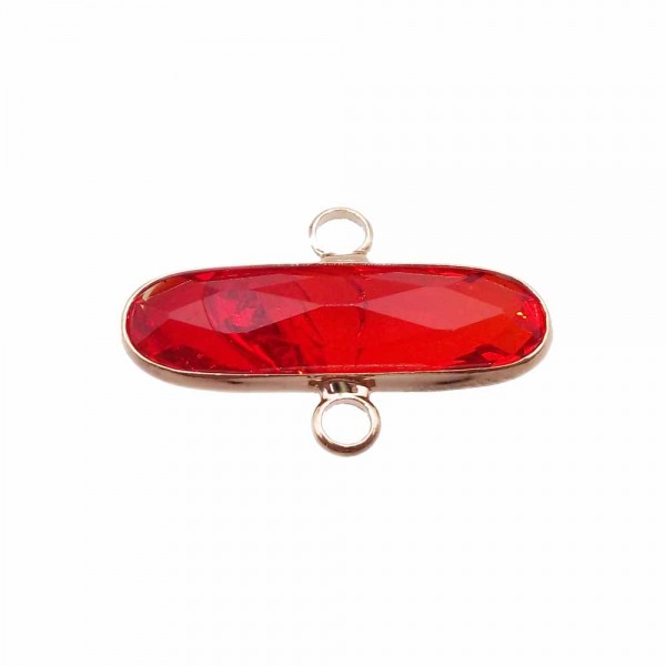 Connettori Con Cristalli | Connettore ovale in ottone cristallo rosso scocca oro 22x7.4 mm 1 pezzo - coc008z