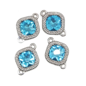 Connettore 17 mm argento cristallo azzurro pacco 10 pezzi Connettore 17 mm argento cristallo azzurro pacco 10 pezzi