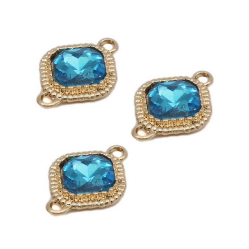 Connettore 17 mm oro cristallo azzurro pacco 10 pz (coe09) - pietreeminuterie.com