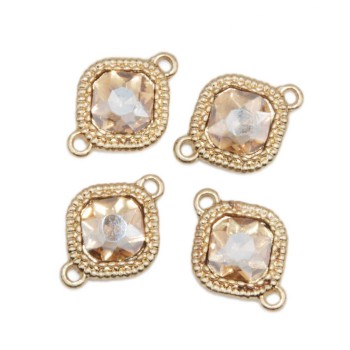 Connettore 17 mm oro cristallo bianco pacco 10 pz Connettore 17 mm oro cristallo bianco pacco 10 pz