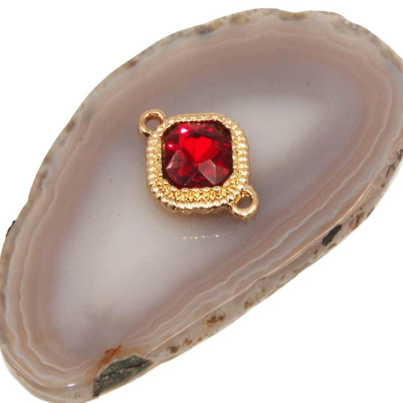 Connettore 17 mm oro cristallo bordò pacco 10 pz (con565) - pietreeminuterie.com