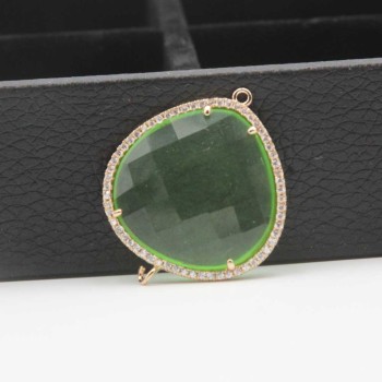 Connettore cristallo verde con strass 33x28 mm1 pz