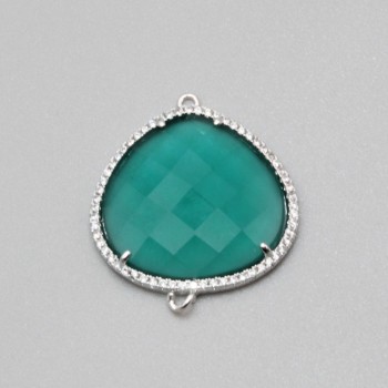 Connettore Goccia cristallo verde e cristalli 33x28 mm con.1 pz