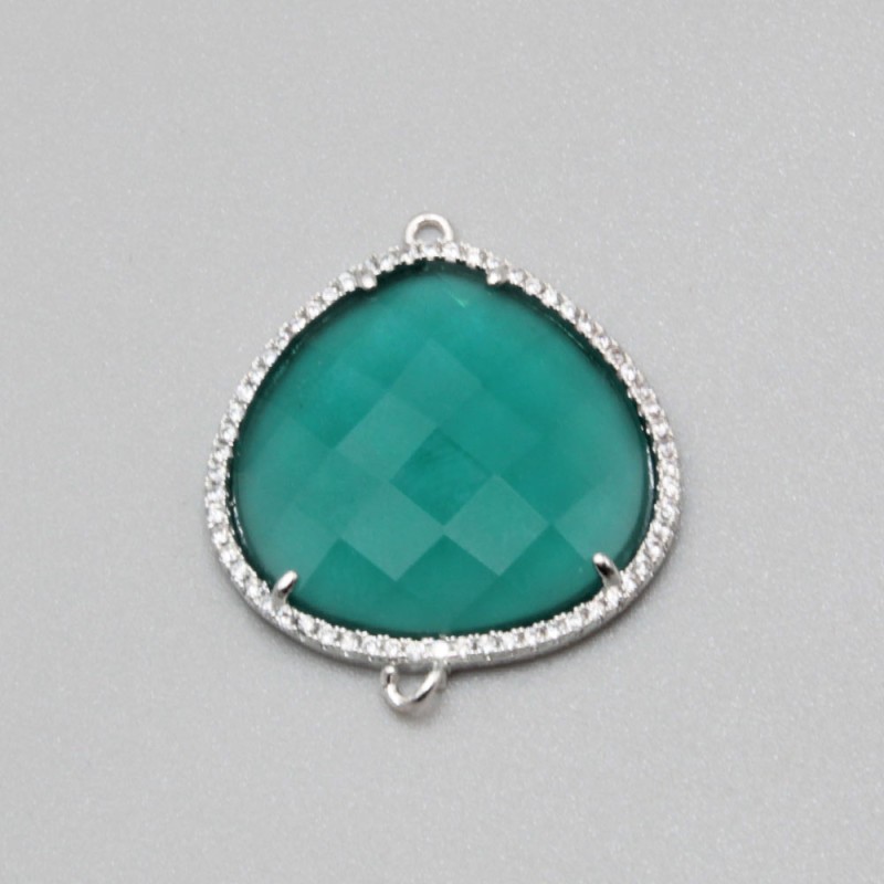 Connettore Goccia cristallo verde e cristalli 33x28 mm con.1 pz (con33x28) - pietreeminuterie.com