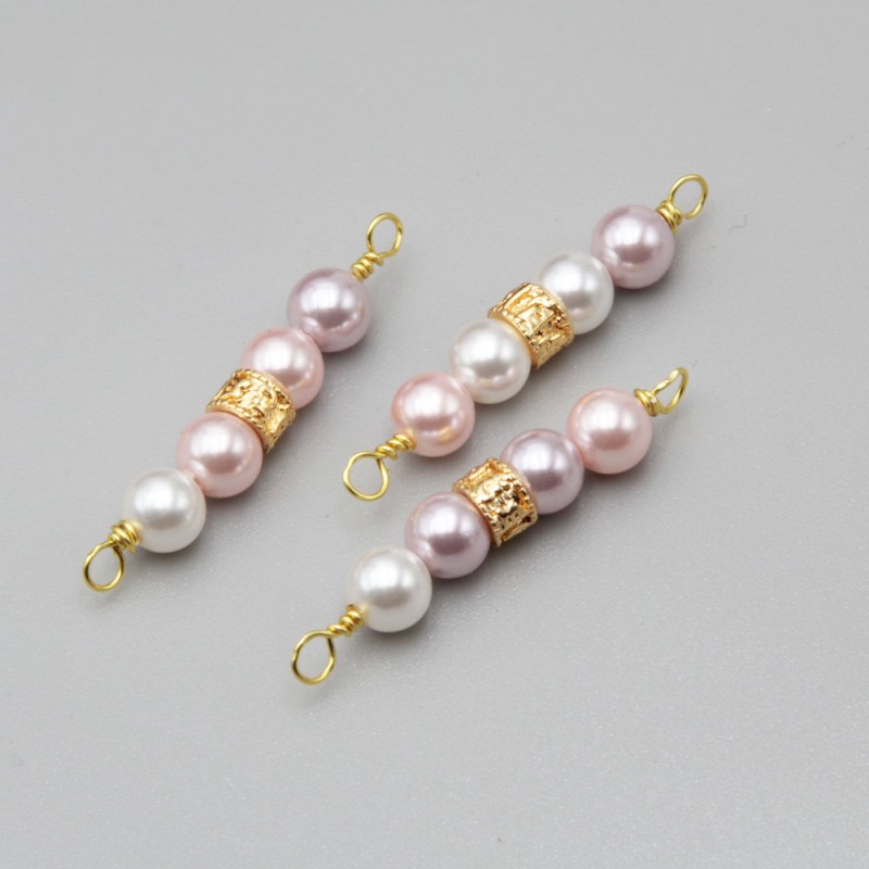 Connettore perle di fiume 6 mm colorate 40 mm circa conf.1 pz (con-pec4) - pietreeminuterie.com