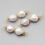 Connettore perle di fiume bianche 10 mm, 40 mm circa conf.1 pz
