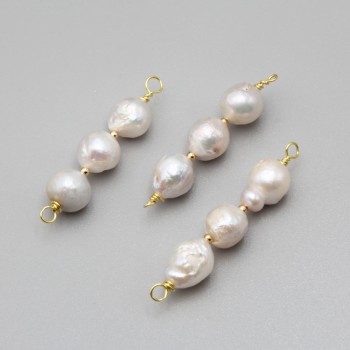 Connettore perle di fiume bianche 38 mm circa conf.1 pz