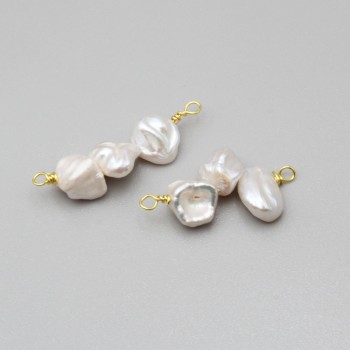 Connettore perle di fiume chips bianche 35 mm circa conf.1 pz