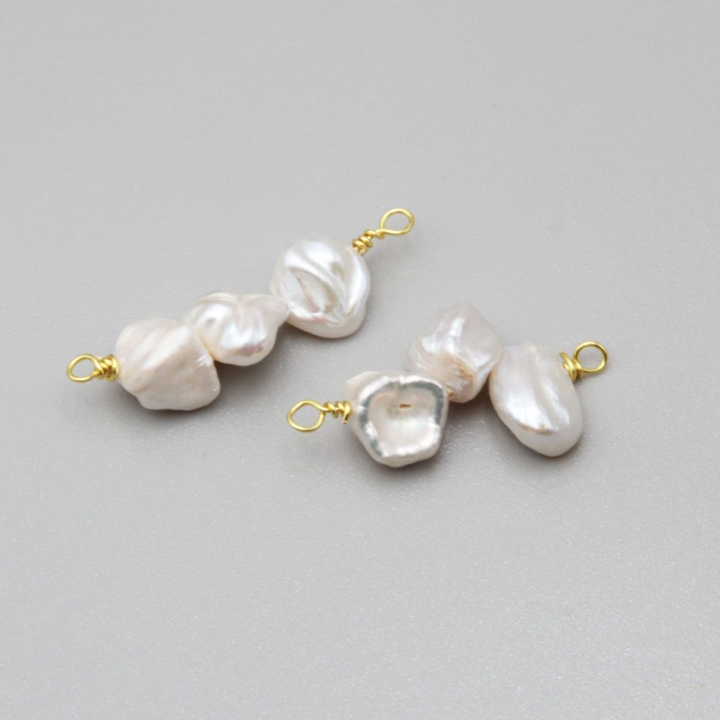 Connettore perle di fiume chips bianche 35 mm circa conf.1 pz (con-per3) - pietreeminuterie.com