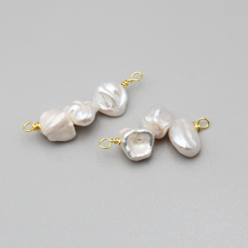 Connettore perle di fiume chips bianche 35 mm circa conf.1 pz (con-per3) - pietreeminuterie.com