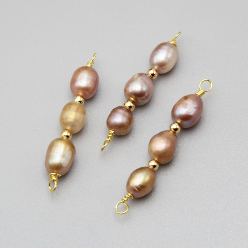 Connettore perle di fiume rosa 39 mm circa conf.1 pz (con-per4) - pietreeminuterie.com