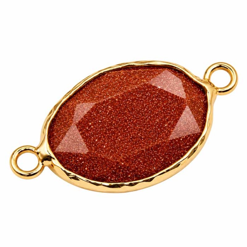 Connettore pietra del sole oro ovale 20x16 mm conf. 1 pz