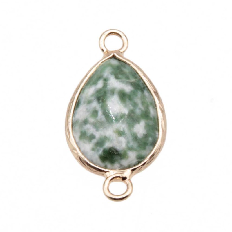 Connettore agata verde muschiata 26.5x13.5 mm oro 1 pz (conn-qqs1) - pietreeminuterie.com