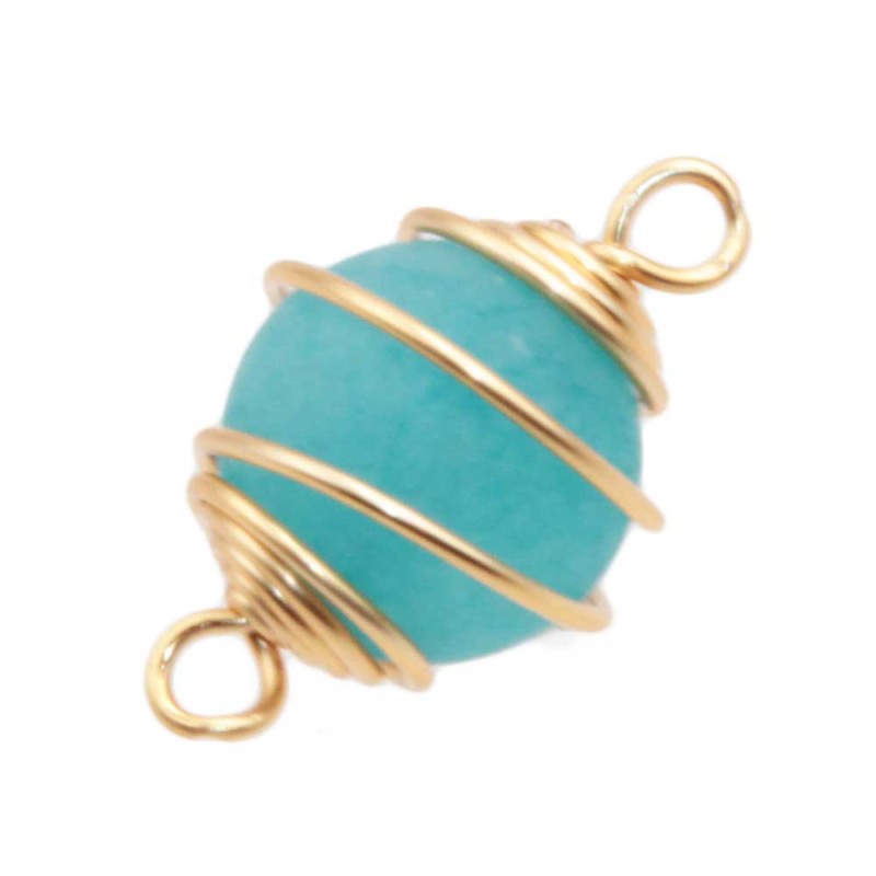 Connettore con agata azzurra finitura oro 20 mm conf. 1 pz (conn-az77) - pietreeminuterie.com