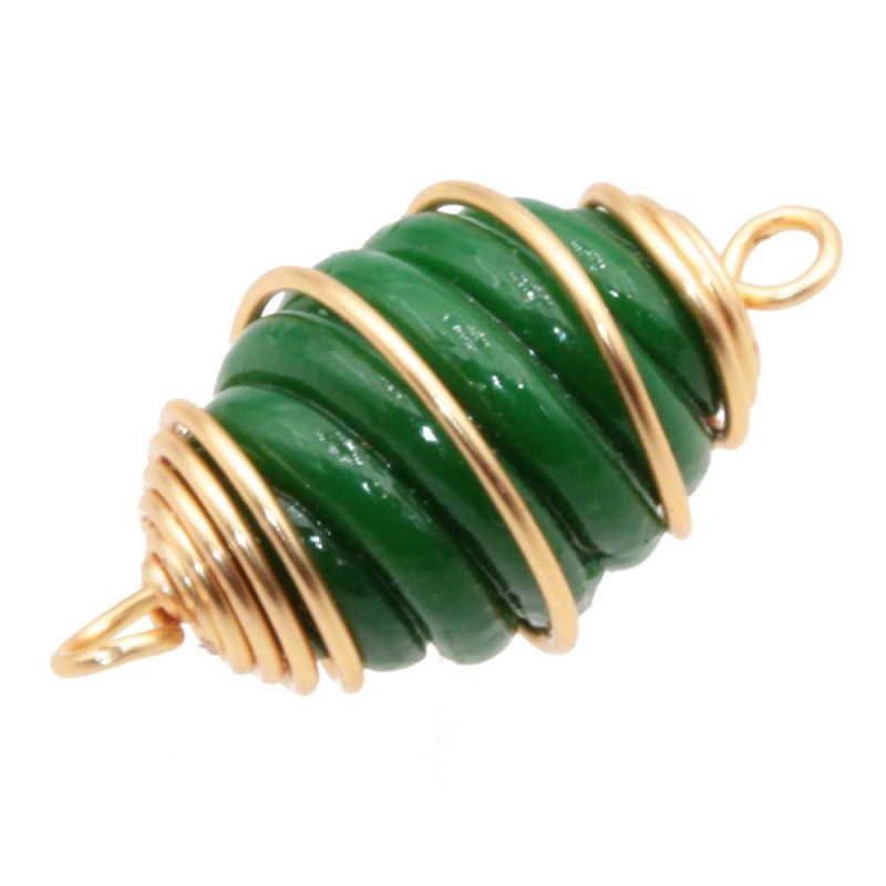Connettore con agata verde finitura oro 23 mm conf. 1 pz (ag1-b77) - pietreeminuterie.com