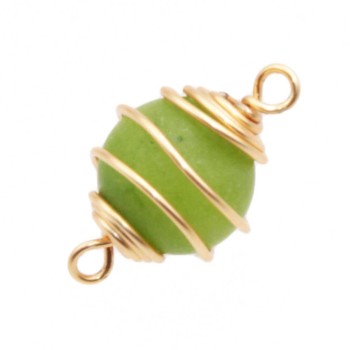 Connettore con giada verde finitura oro 20 mm conf. 1 pz Connettore con giada verde finitura oro 20 mm conf. 1 pz